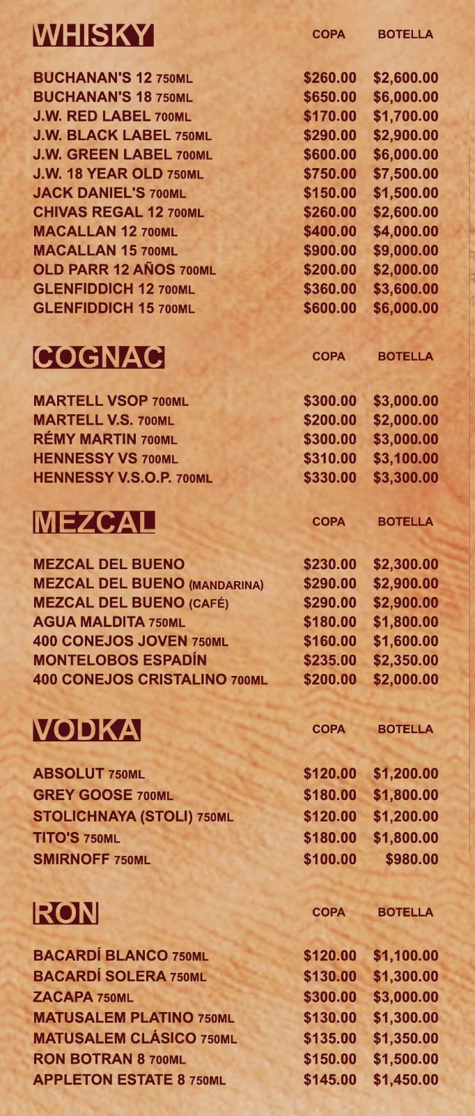 menu