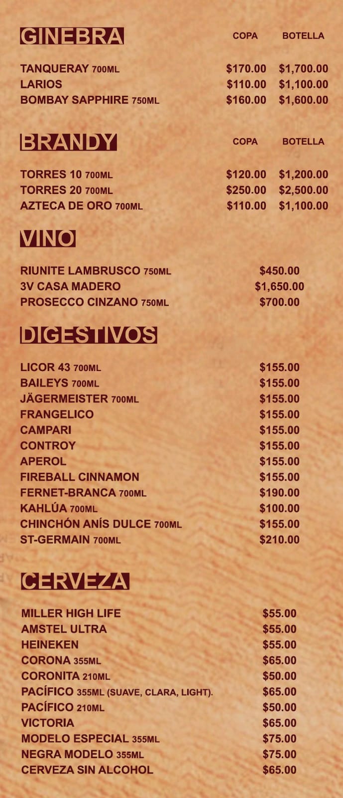 menu