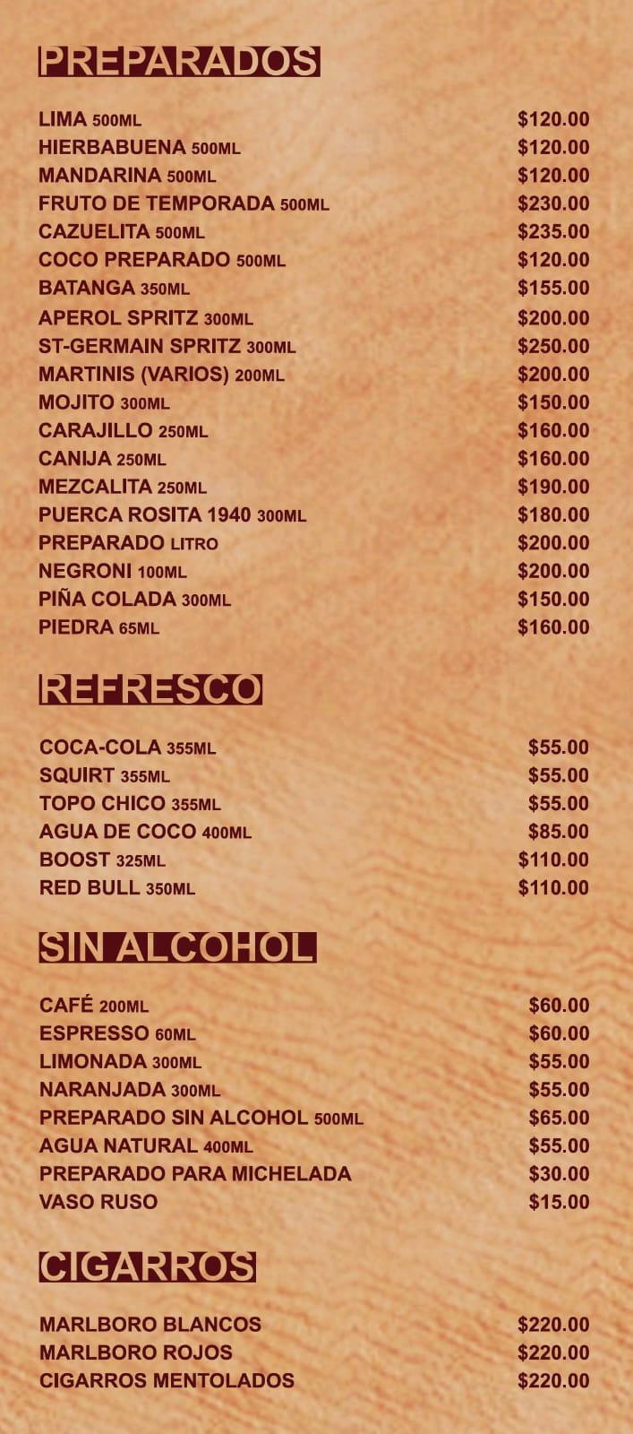 menu